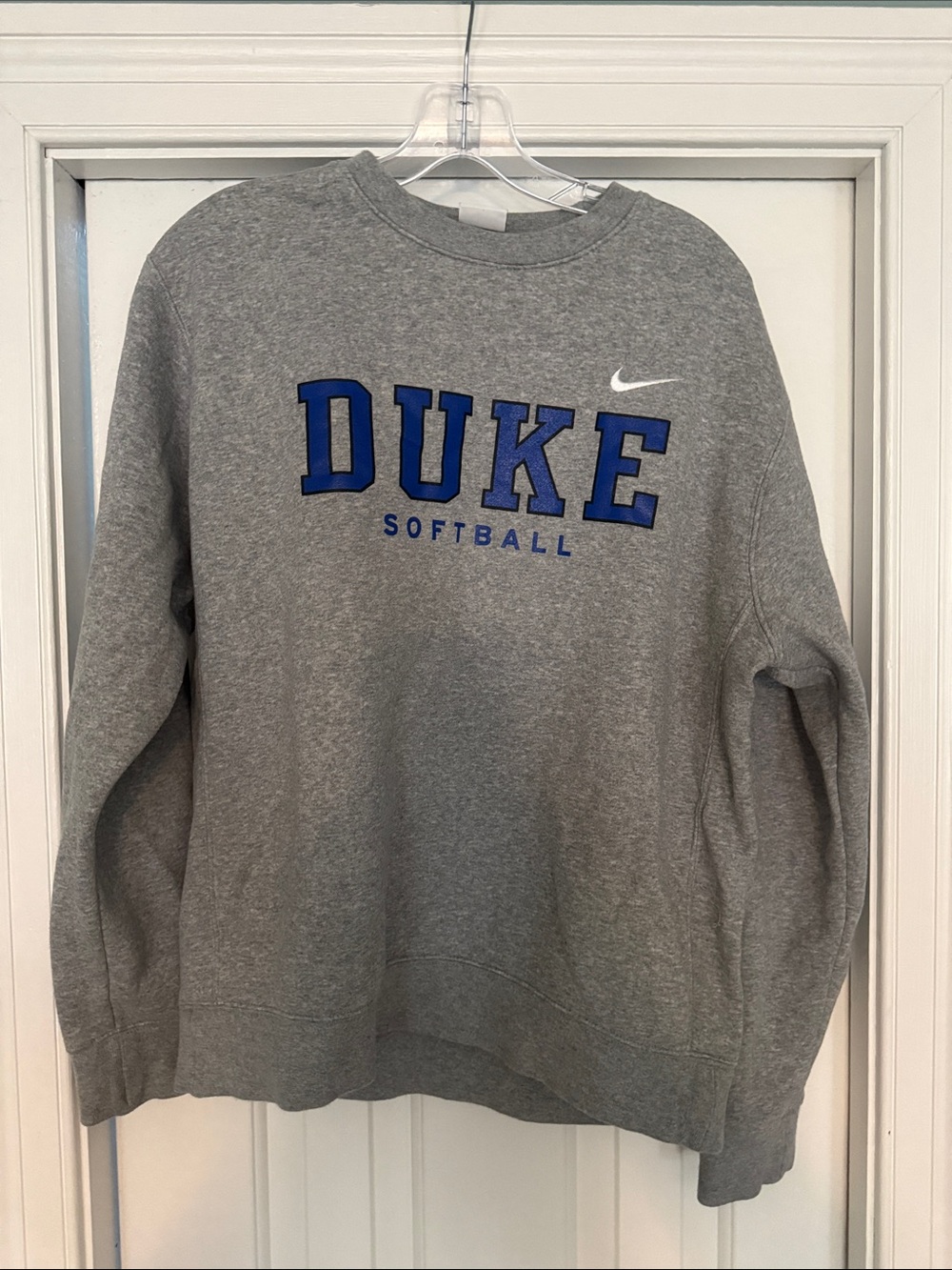 Nike Gray Crewneck Sweatshirt with Blue Duke Lettering